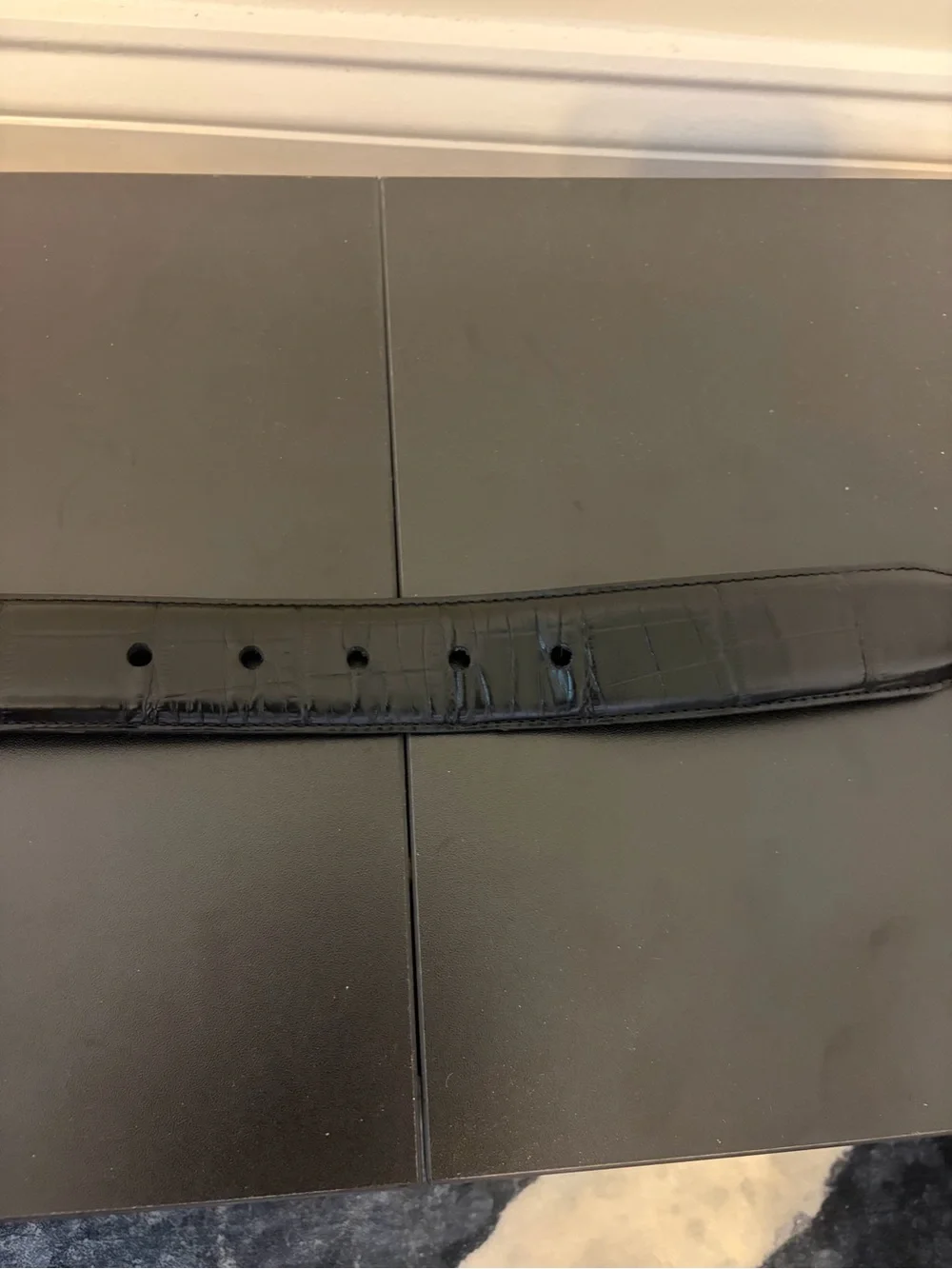 Johnston & Murphy Black Leather Belt with Silver Buckle and Brown Reverse